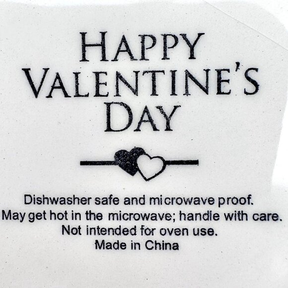 Happy Valentines Day Set Of 2 Pink Heart-Shaped Ceramic Bowls 9 Inches Wide - Picture 4 of 6